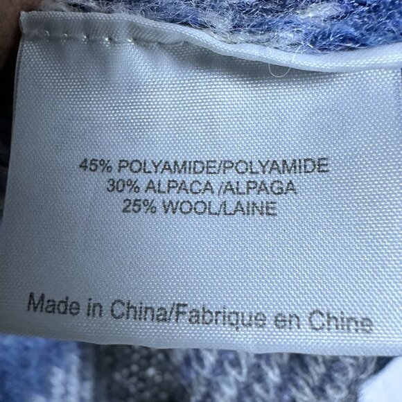 Tory Burch Tricia Blue Alpaca Wool Horizontal Striped Turtleneck Sweater Medium - Picture 5 of 7